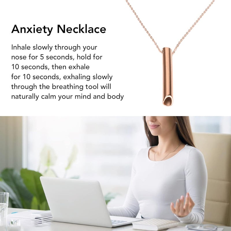 woobles Anxiety Relief Items, Anxiety Necklace, Breathing Necklace for Anxiety Relief Breathing Exercise Device for Meditation, Whistle Necklace for Women and Men(Rose Gold) - Image 4